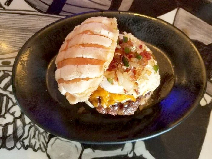 Concha Breakfast Burger at Estrella Negra